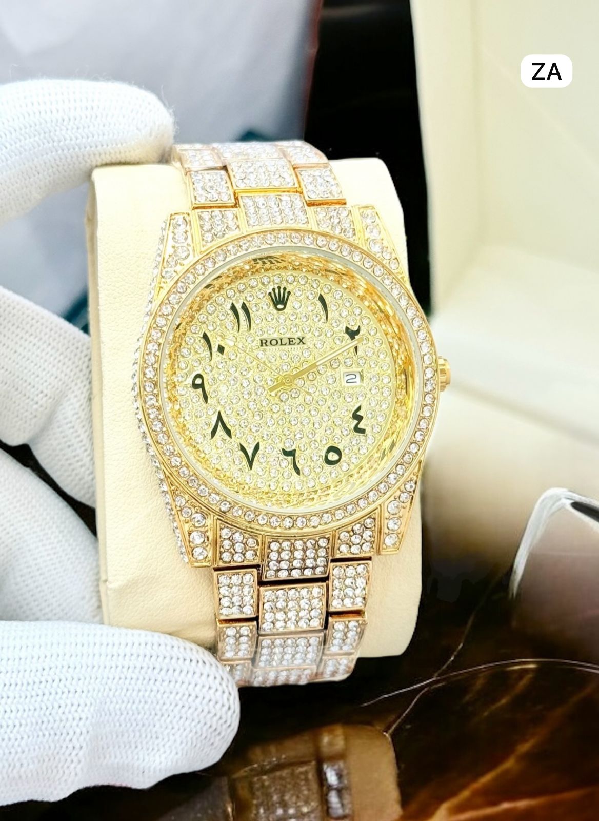 White diamond Full bezel design Arabic dial Rolex